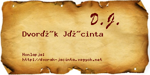 Dvorák Jácinta névjegykártya